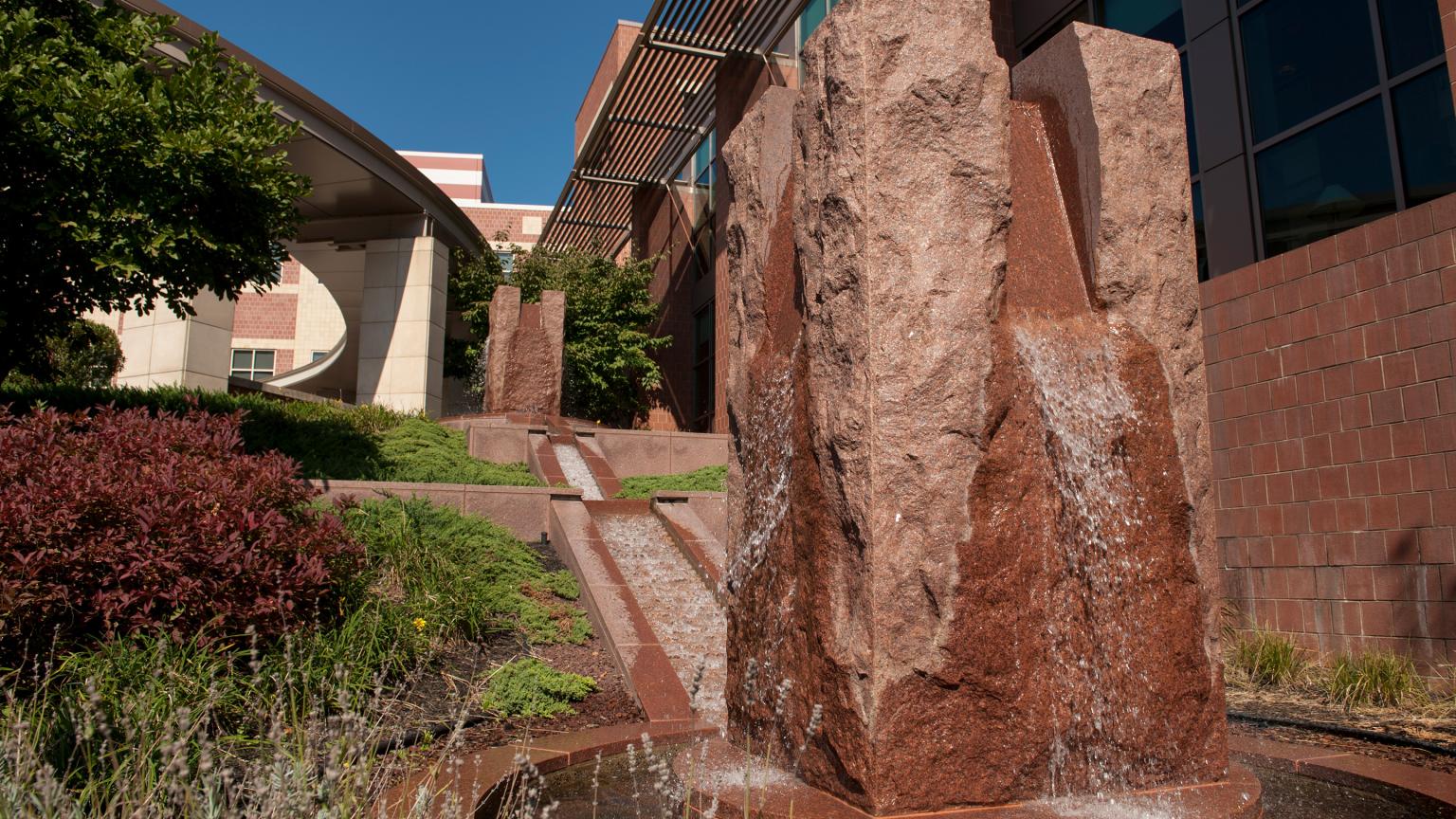 Free Fall, by Elyn Zimmerman, outside the Cancer Institute of New Jersey (CINJ)