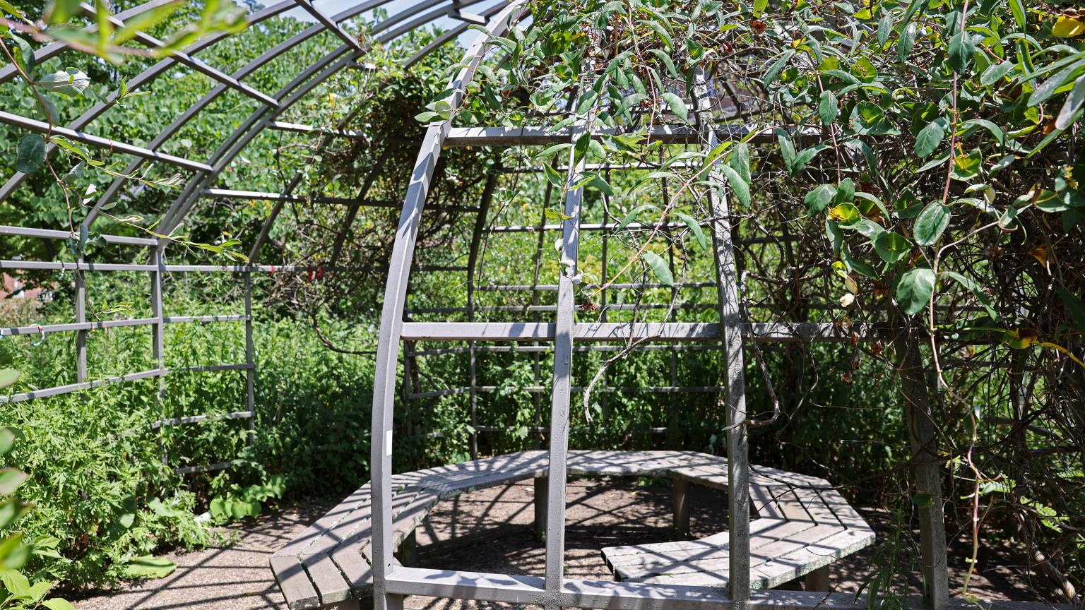Outdoor sculpture titled Spiral Field by Charles Fahlen