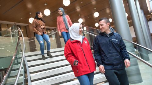 students on staircase