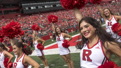 Rutgers cheerleaders at a football game