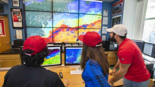 Students work in the Cool Room (Coastal Ocean Observing Leadership)