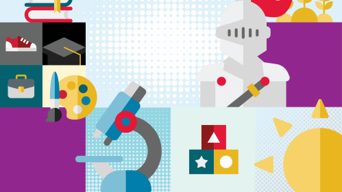 Branded background featuring illustrated icons for Rutgers Day