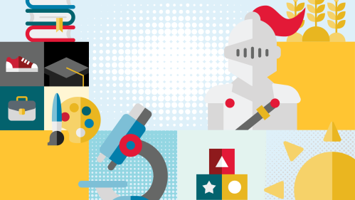 Branded background featuring illustrated icons for Rutgers Day
