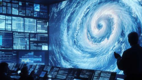 Climate researchers looking at data