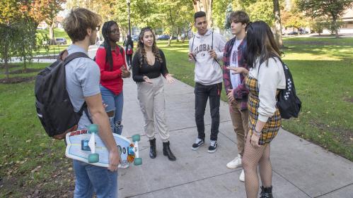 Students on voorhees mall