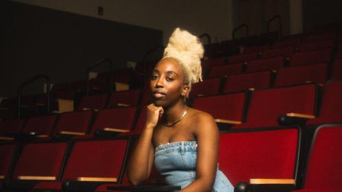 Nadirah Simmons sitting in a classroom