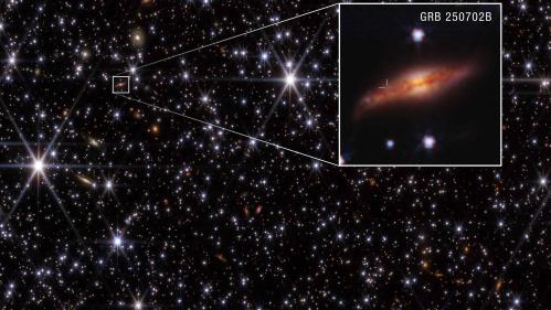 Webb image of GRB 250702B's star field with host galaxy inset
