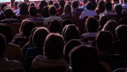 students watching a film