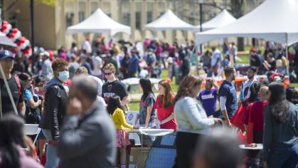 People explore booths at Rutgers Day on Busch Campus