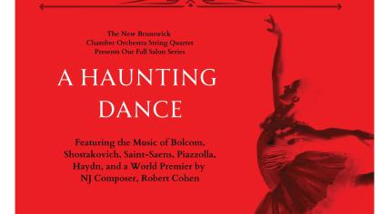 red poster with words and shadow of a ballet dancer