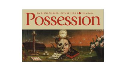Possession title with half skull and half woman's face