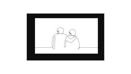 Line drawing of two people embracing