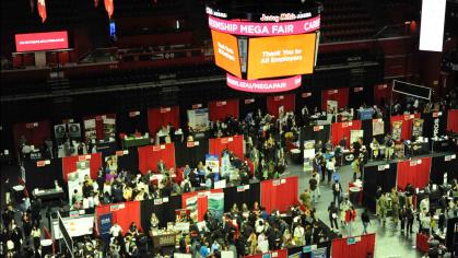 Candidates meet with recruiters during the 2024 Winter Career and Internship Mega Fair in February.