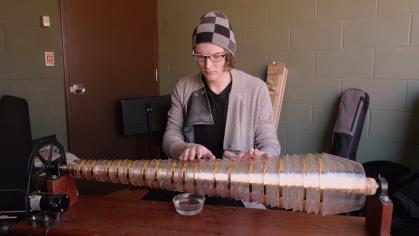 student playing glass instrument