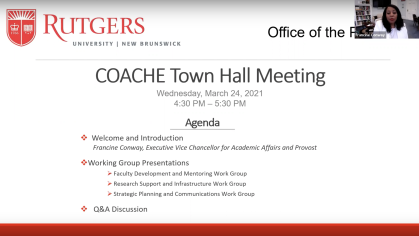 screen grab of COACHE Town Hall Meeting video