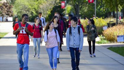 Students walking on Livingston campus