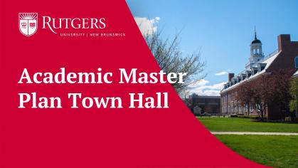 Title slide of Academic Master Plan Town Hall video recording