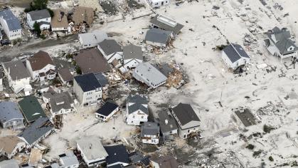 An aerial photo of Ortley Beach after Sandy.