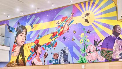 Between the Future Past, mural by Layqa Nuna Yawar at Newark Airport Terminal A