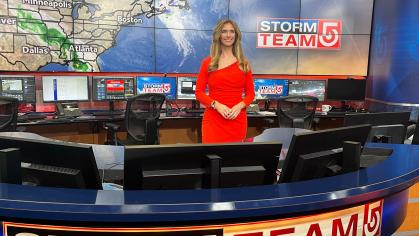 Kelly Ann in the weather studio