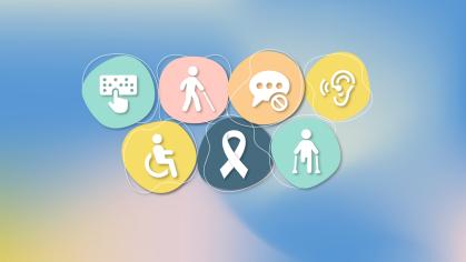 Icons identifying some of the different kinds of disabilities