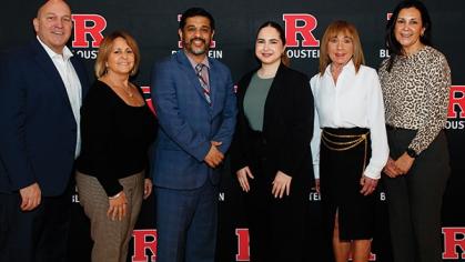 Briana Hernandez was the inaugural Stephen K. Jones Memorial Scholarship Recipient. From left to right: Steve Jones Jr., Yvette Jones, Health Administration Program Executive Director Soumitra Bhuyan, Briana Hernandez, Barbara Jones, and Lydia Stockman.
