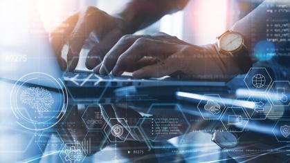 a person at a computer using AI