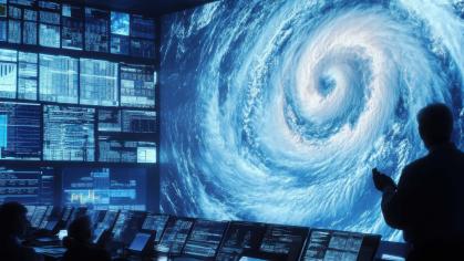 Climate researchers looking at data