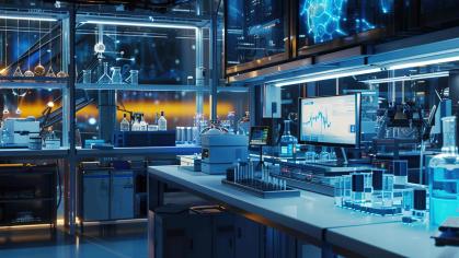 A lab setting with equipment