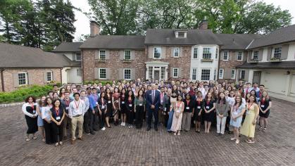  This year 235 students in of Rutgers University-New Brunswick's and Rutgers Health's graduating class were inducted into the university's prestigious Matthew Leydt Society during a celebration under President Jonathan Holloway's tent.