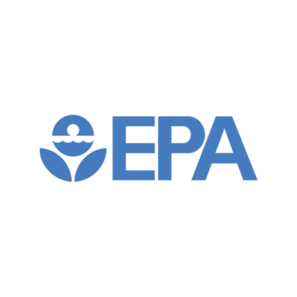 A two-leaved flower, without stem, accompanied by the Environmental Protection Agency's initials to the right.