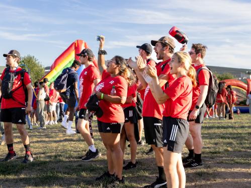 A crowd of students cheer during Rutgers Carnivale