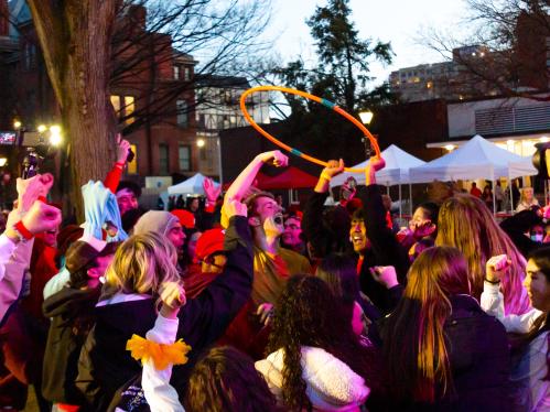 A crowd of students dance during the 2022 Rutgers Dance Marathon held on Voorhees Mall