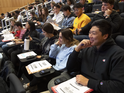 Students listening in on a Rutgers Business School lecture