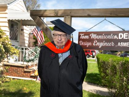 Tom Maniscalco, 85, will be receiving his masters of engineering from Rutgers in May 2025.