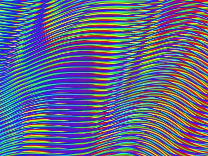 Rainbow colored moire pattern of horizontal stripes
