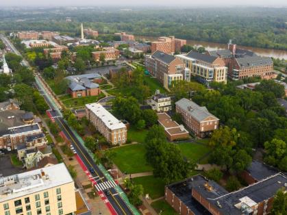 Bird's eye view of College Ave campus