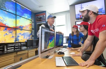 Students work in the Cool Room (Coastal Ocean Observing Leadership)