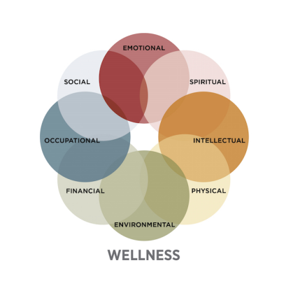 A graphic showing the 8 dimensions of wellness