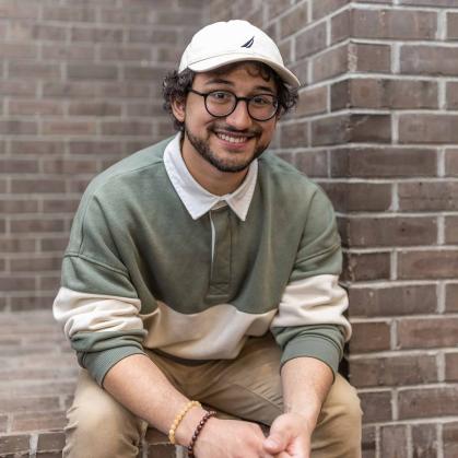 Brandon Wildman sits at the Graduate Student Lounge, part of the College Avenue Student Center in New Brunswick, N.J.