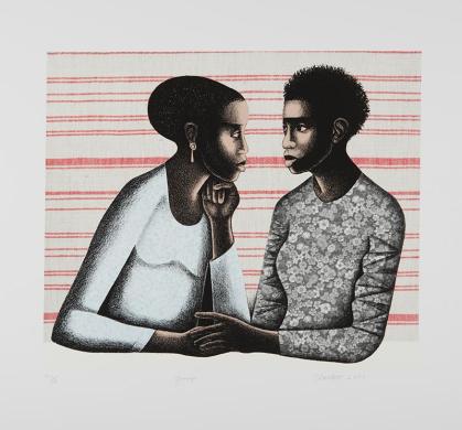 Gossip (2005) by Elizabeth Catlett.