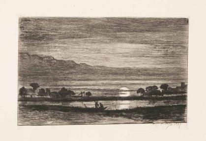 “Moonrise,” an 1867 etching on paper by Auguste-Marie Delâtre, is part of the Zimmerli Art Museum’s collection at Rutgers.