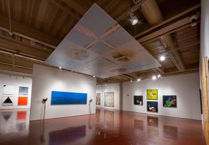 The "Painting to Scale" exhibition at the Zimmerli Art Museum features Ceiling: The Seasons, a work by artist Irina Nakhova.