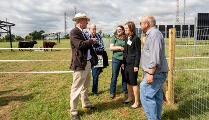 Scientists discuss agrivoltaics.