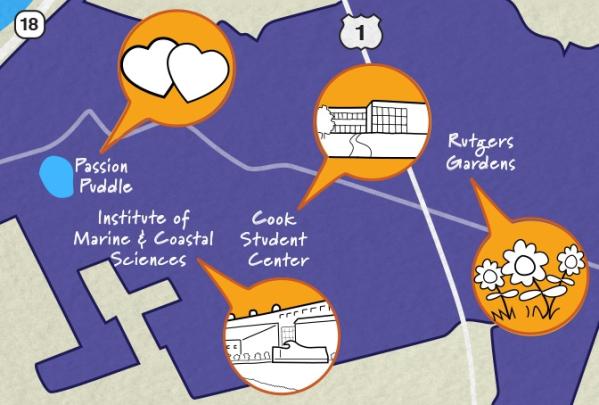 A graphic showing a map of Cook Campus 