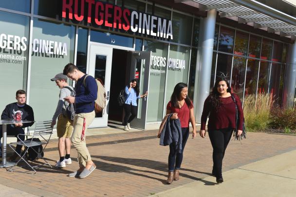 Students walk out of the Rutgers Cinema