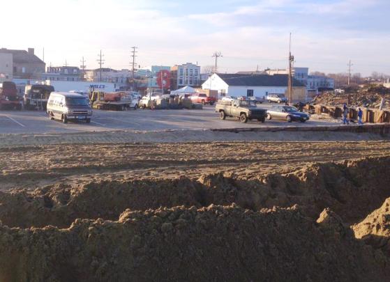The municipal beach parking lot in the tiny shore town of Sea Bright served as a staging area for cleanup and recovery efforts after Superstorm Sandy.