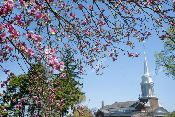 Voorhees Chapel on Douglass campus on a spring afternoon.