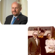 Christopher Molloy and his parents at his college graduation