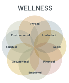 A graphic showing the 8 dimensions of wellness